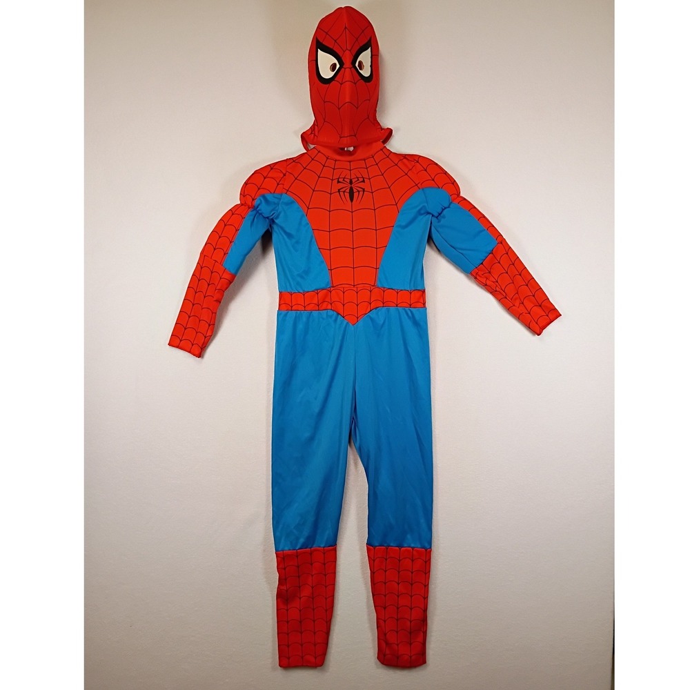 Superhero Marvel Disguise Kids 7-10 Red Blue Padded Muscle Spider-Man Costume